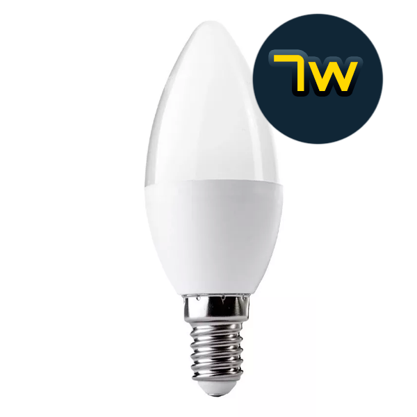 AMPOLLETA TIPO VELA 7W EMPAVONADO E27
